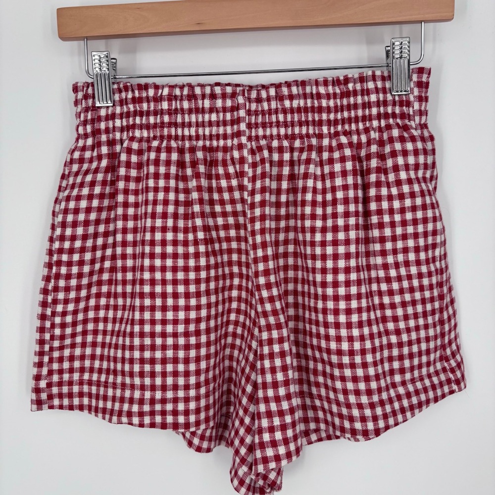 Reformation Gingham Check High Waist Shorts Womens XS Red White Gameday Preppy